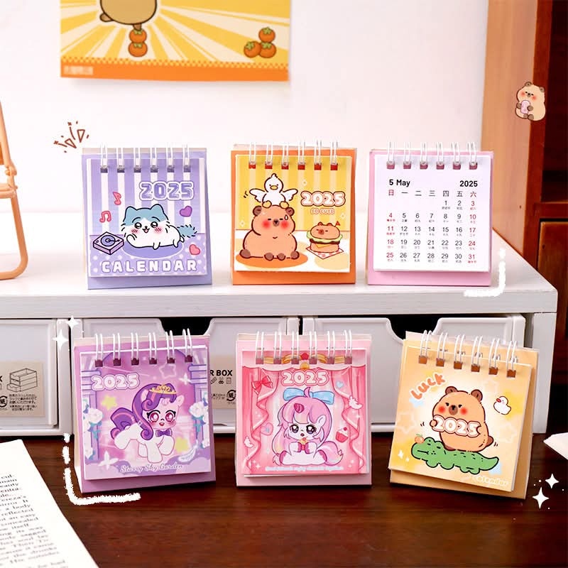 Cute Mini Cartoon Calender Student Decoration Coil Small Table Calendar